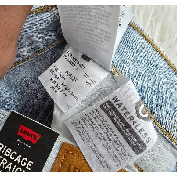 Levi's Ribcage Super High Rise Ankle Straight Light Wash Jeans NWT 26 X 27 - Picture 15 of 16